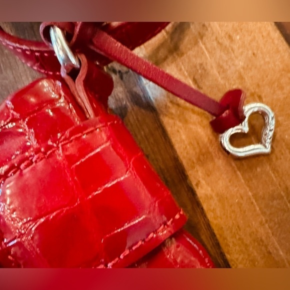 Brighton Red Vintage Luxury Cher Mini Bag Crossbody Crocodile Embossed Leather - Picture 6 of 9